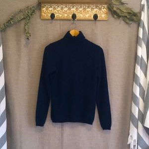 100% Cashmere Turtleneck Sweater, Navy, size S